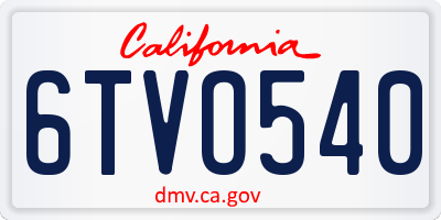 CA license plate 6TVO540