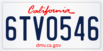 CA license plate 6TVO546