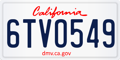 CA license plate 6TVO549