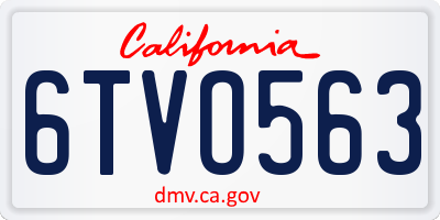 CA license plate 6TVO563