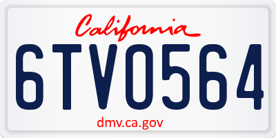 CA license plate 6TVO564