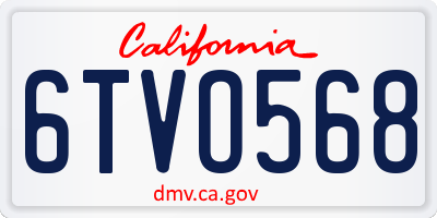 CA license plate 6TVO568