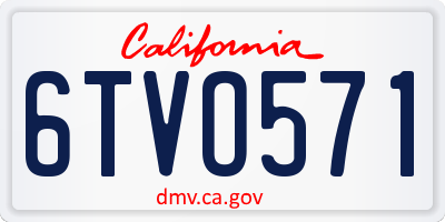CA license plate 6TVO571