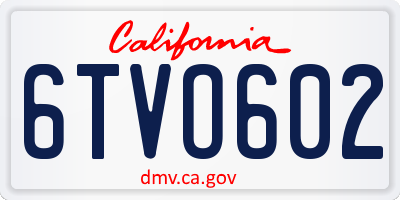 CA license plate 6TVO602