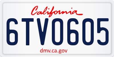 CA license plate 6TVO605