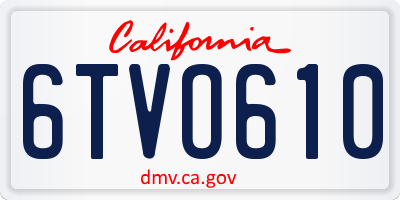 CA license plate 6TVO610