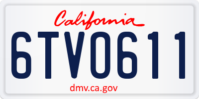 CA license plate 6TVO611