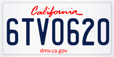CA license plate 6TVO620