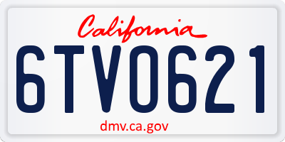 CA license plate 6TVO621