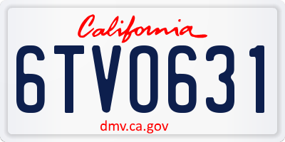 CA license plate 6TVO631