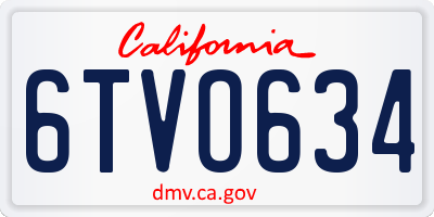 CA license plate 6TVO634