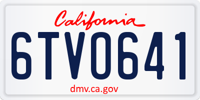 CA license plate 6TVO641