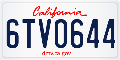 CA license plate 6TVO644