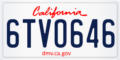 CA license plate 6TVO646