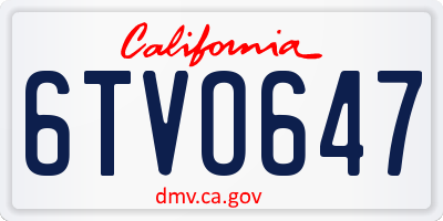 CA license plate 6TVO647