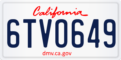 CA license plate 6TVO649