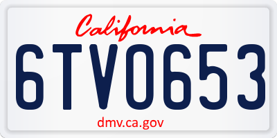CA license plate 6TVO653