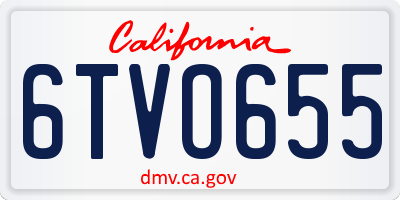 CA license plate 6TVO655