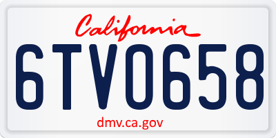 CA license plate 6TVO658