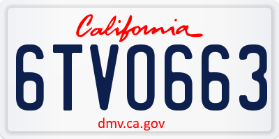 CA license plate 6TVO663