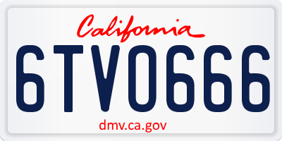 CA license plate 6TVO666