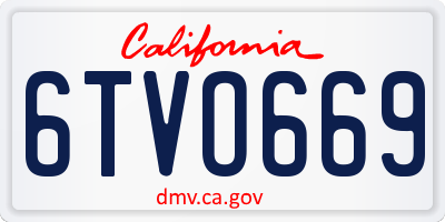 CA license plate 6TVO669