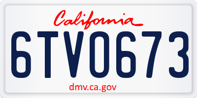 CA license plate 6TVO673