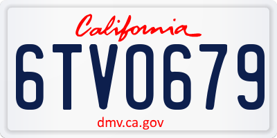 CA license plate 6TVO679