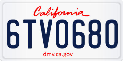 CA license plate 6TVO680