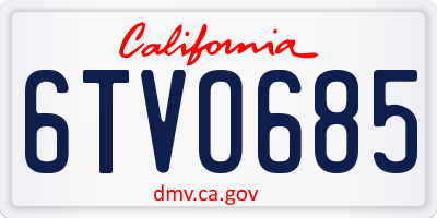 CA license plate 6TVO685