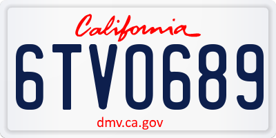 CA license plate 6TVO689