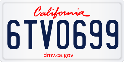 CA license plate 6TVO699