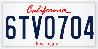 CA license plate 6TVO704