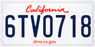 CA license plate 6TVO718