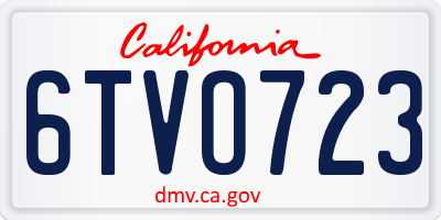 CA license plate 6TVO723