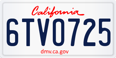 CA license plate 6TVO725