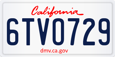 CA license plate 6TVO729