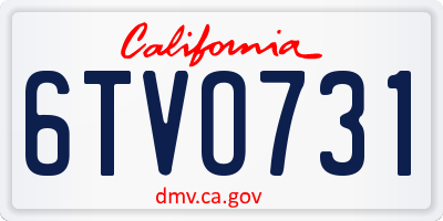 CA license plate 6TVO731