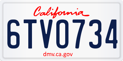 CA license plate 6TVO734