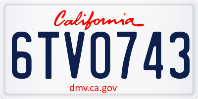 CA license plate 6TVO743
