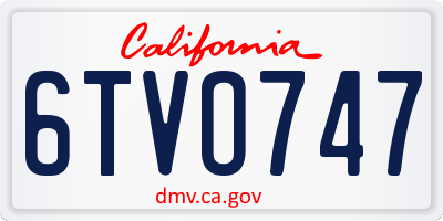 CA license plate 6TVO747