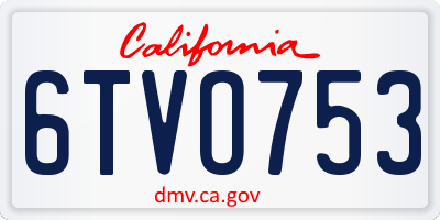 CA license plate 6TVO753