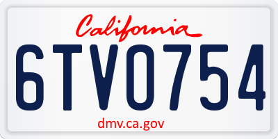 CA license plate 6TVO754