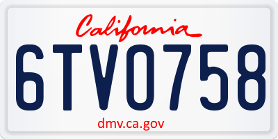 CA license plate 6TVO758