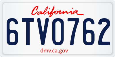 CA license plate 6TVO762