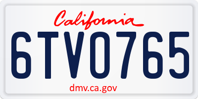 CA license plate 6TVO765