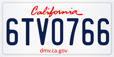 CA license plate 6TVO766