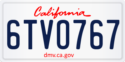 CA license plate 6TVO767