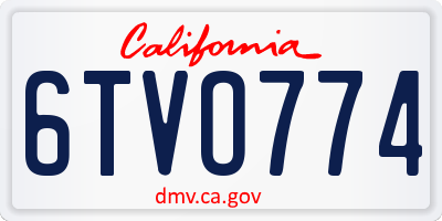 CA license plate 6TVO774