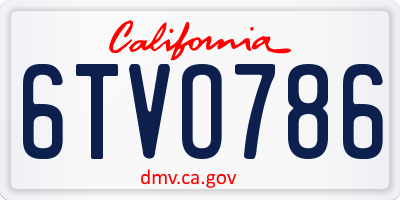 CA license plate 6TVO786